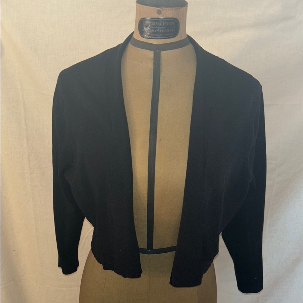 Black Open Front Cropped Cardigan